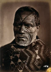 Portrait of a Maori with a tattooed face, c.1886-88